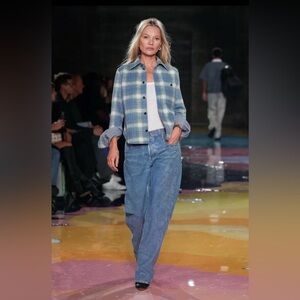 $7000 Bottega Veneta Trompe L'oeil Printed Leather Denim Pants